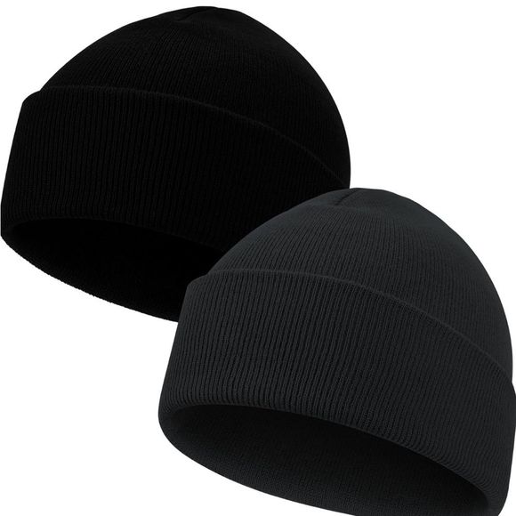 2 Pack Beanies for Men Rib-Knit Hats for Women Spring Summer Autumn Winter NWT - Picture 2 of 8